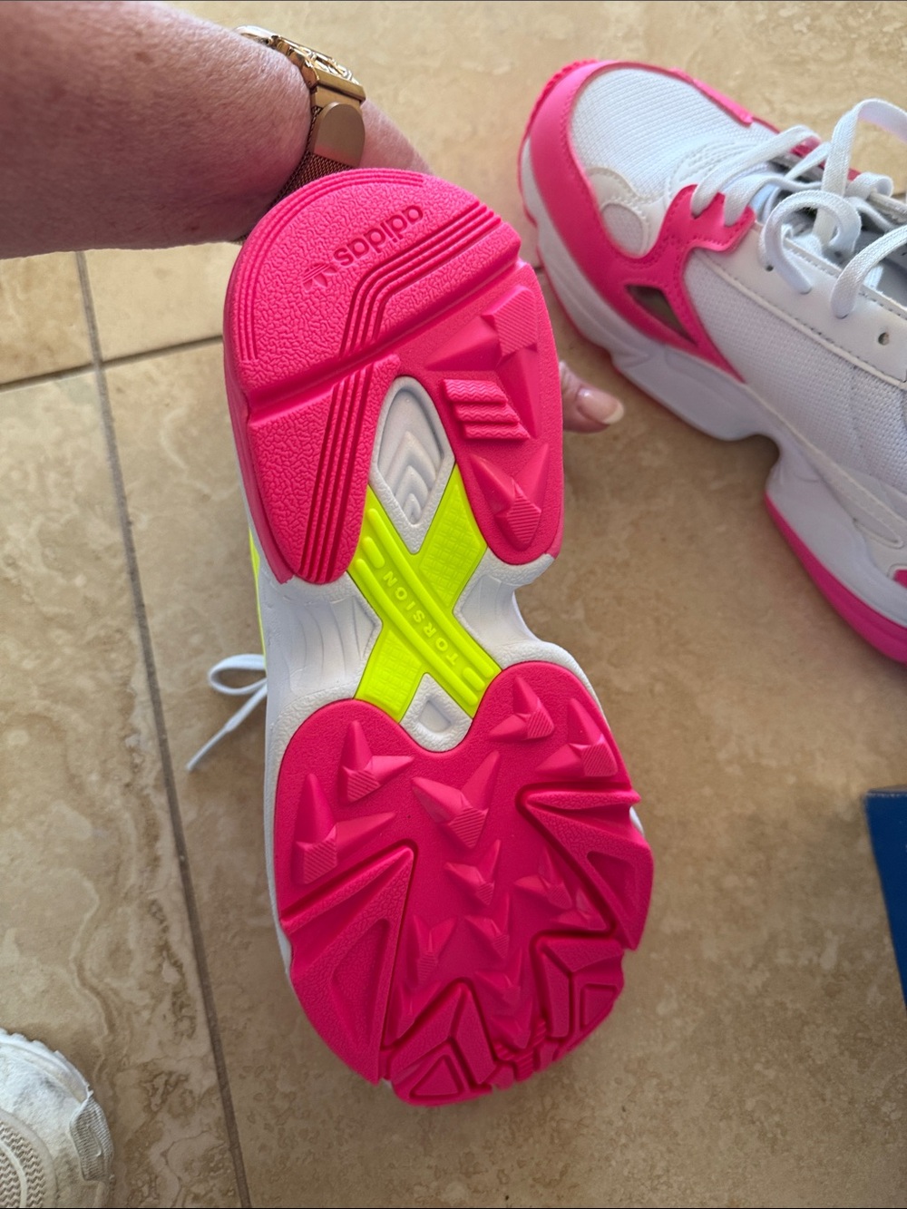 adidas White & Pink Falcon W Sneakers - Picture 6 of 7